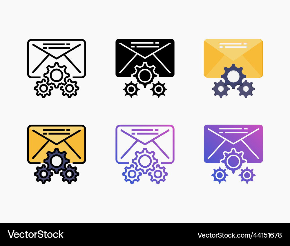 Setting mail icon set with different styles Setting mail icon set with different styles vector image