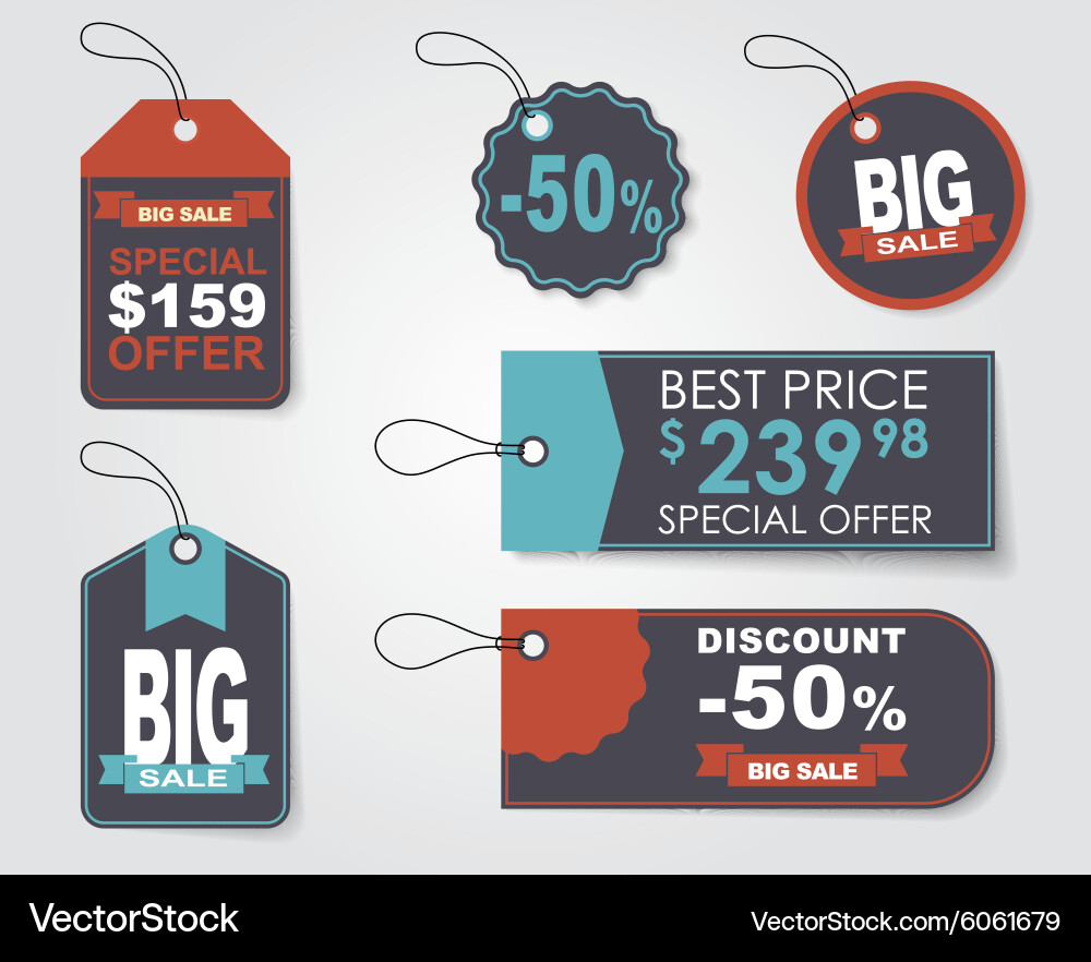 A set of tags in retro style vector image
