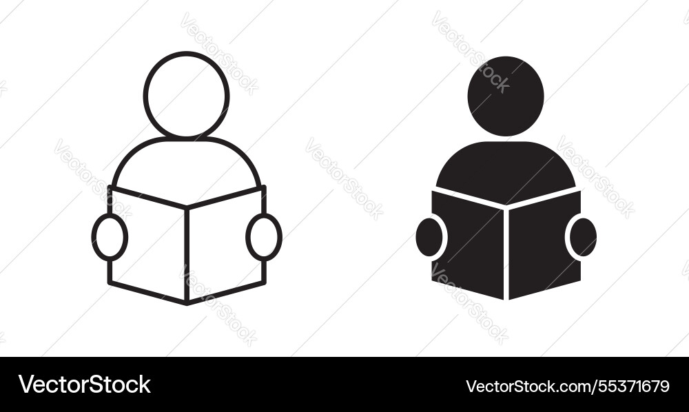 Book open reader icon set in thin line for web Vector Image