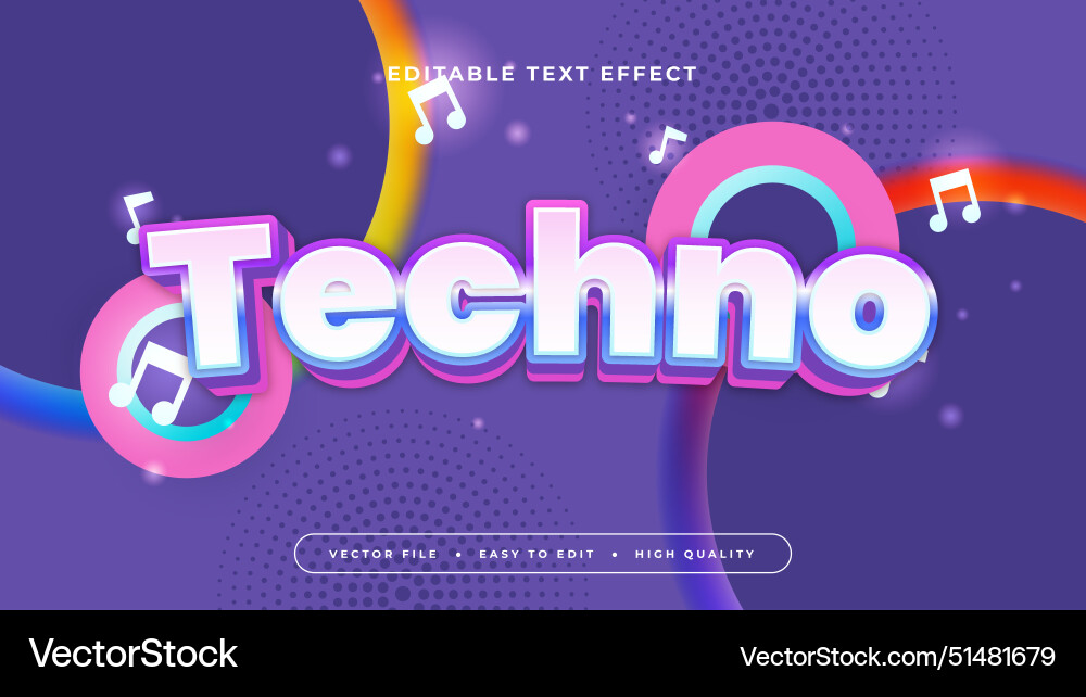 Colorful techno 3d editable text effect - font Colorful techno 3d editable text effect - font vector image