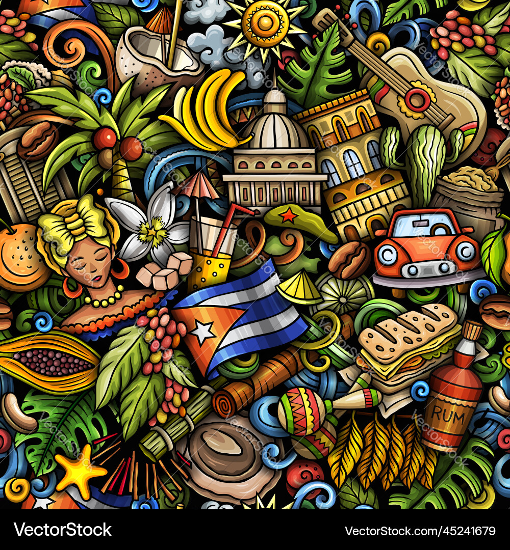 Cuban Doodles Pattern vector image