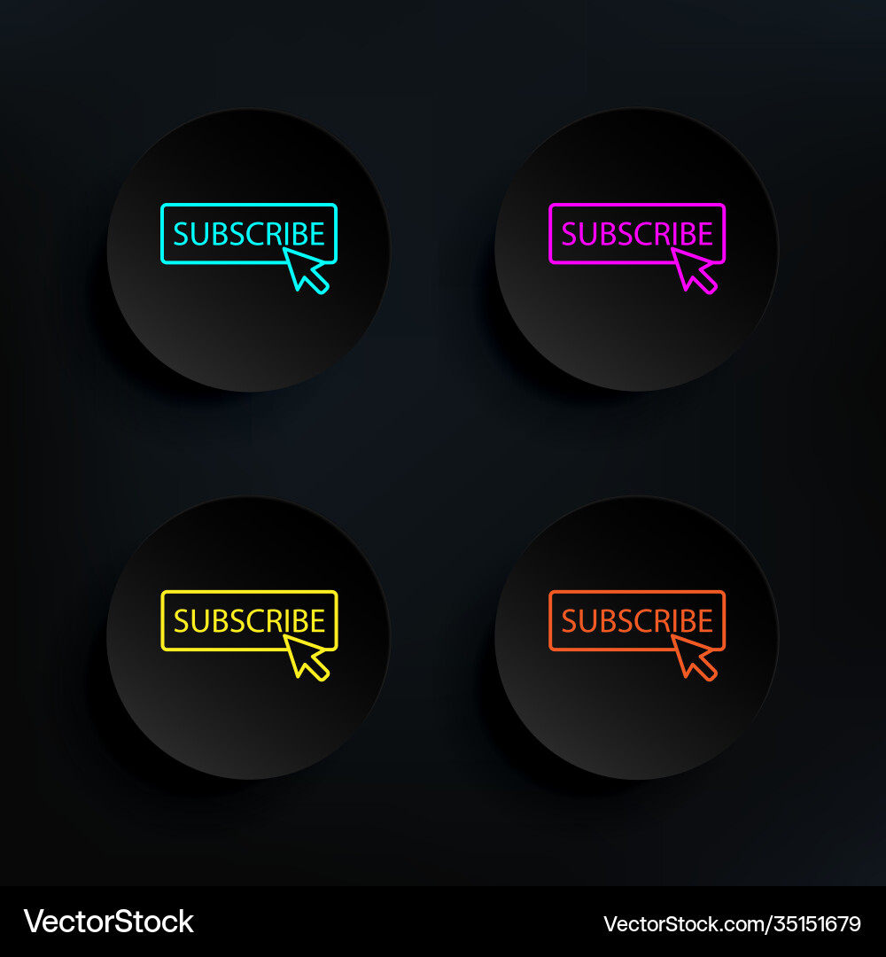 Cursor subscribe dark badge color set icon simple Vector Image