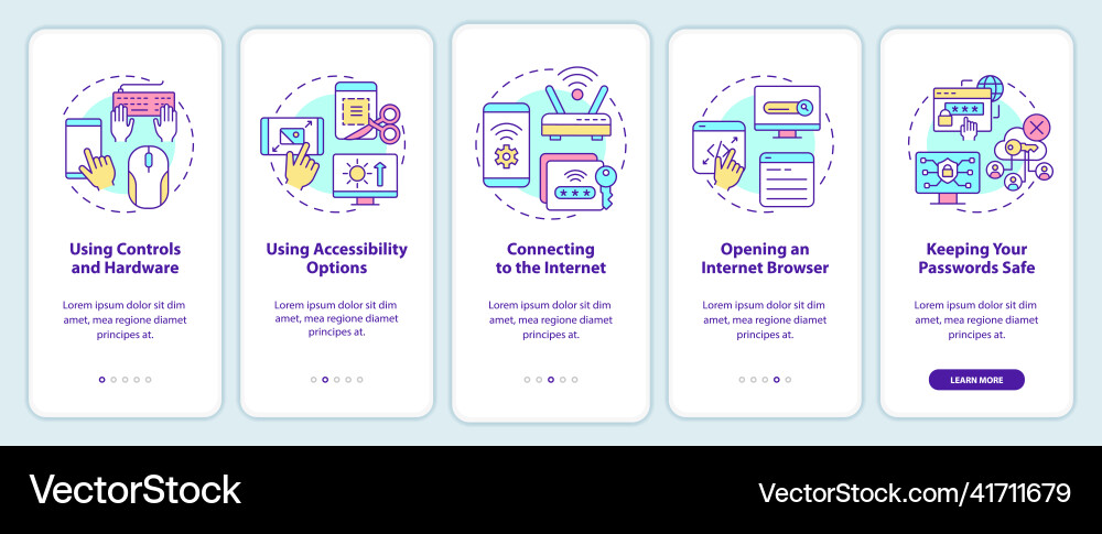 Digital basic foundation skills onboarding mobile Digital basic foundation skills onboarding mobile Vector Image
