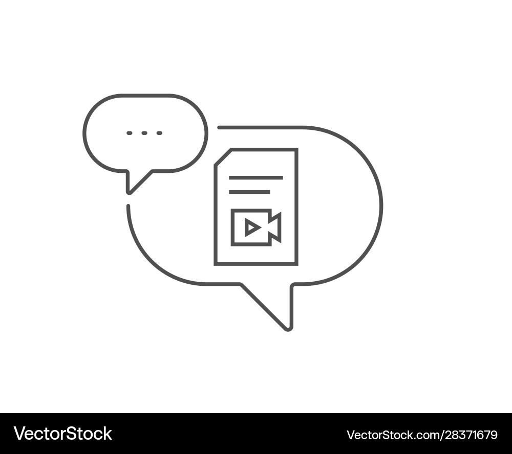 Document with video line icon vlog file sign vector image