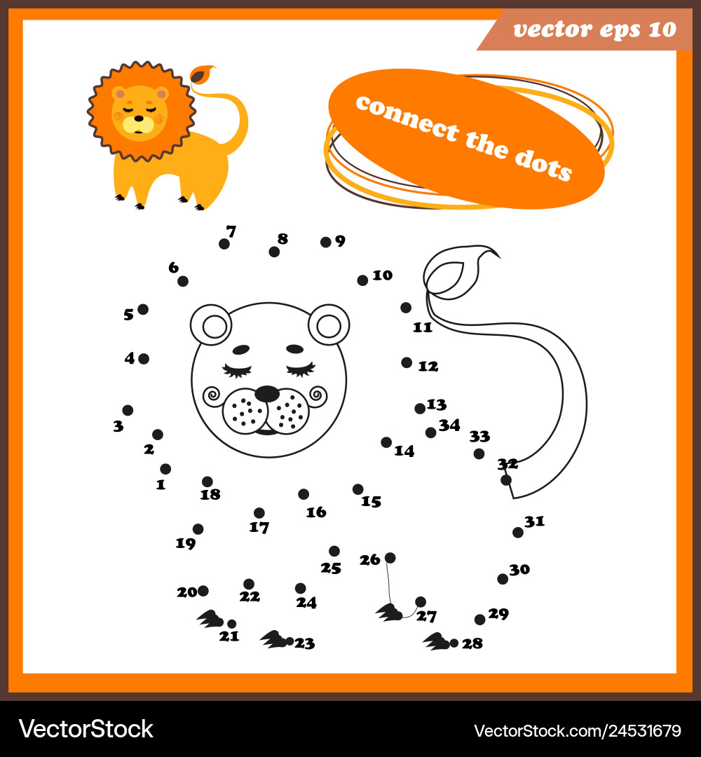 Dot to funny game for kids with lion Dot to funny game for kids with lion vector image