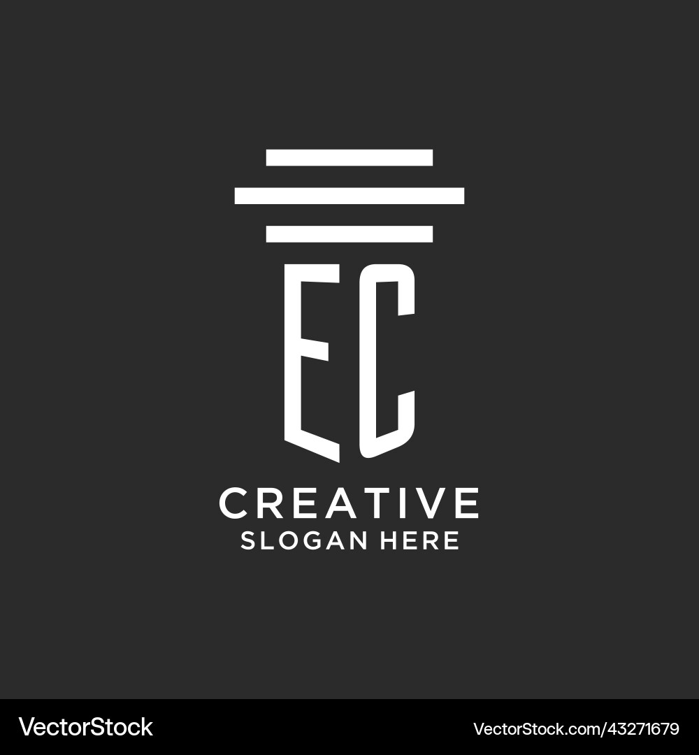 Ec initials with simple pillar logo design Vector Image