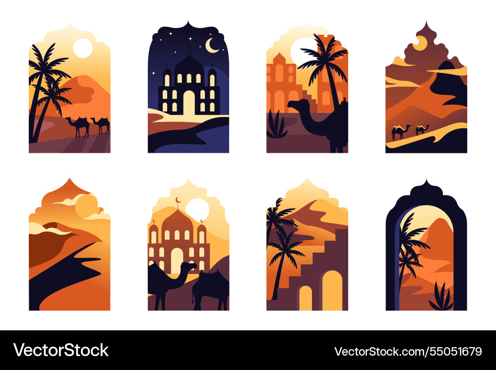 Islamic frame landscape modern arabic background Islamic frame landscape modern arabic background Vector Image