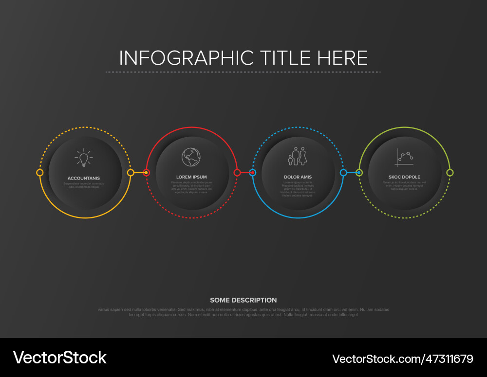 Minimalistic four circle steps elements template Minimalistic four circle steps elements template vector image