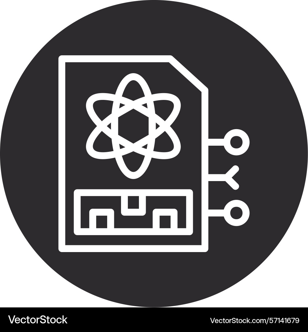Quantum memory inverted circle black vector image