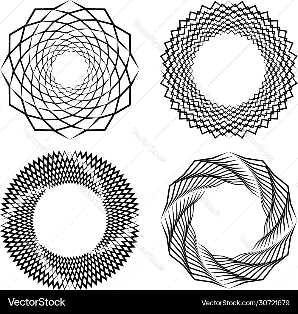 Set different black shapes in circle form Vector Image