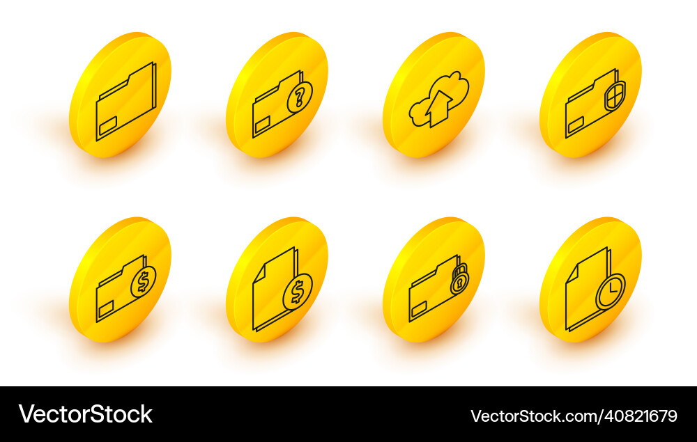 Set line document with clock folder and finance Set line document with clock folder and finance vector image