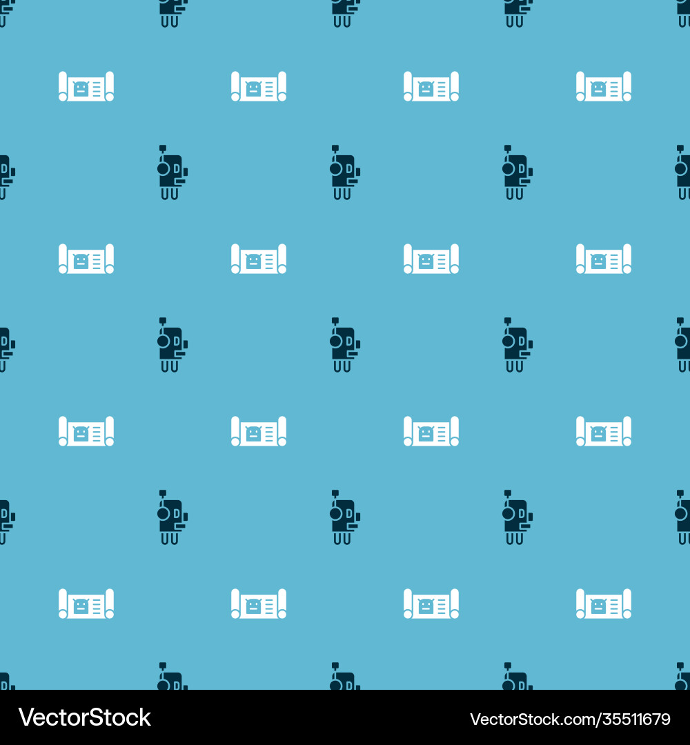 Set robot and blueprint on seamless pattern Vector Image