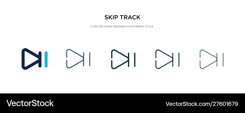 Skip track icon in different style two colored Skip track icon in different style two colored vector image