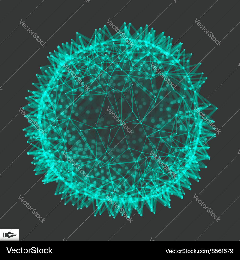 Sphere with connected lines and dots glowing grid Vector Image