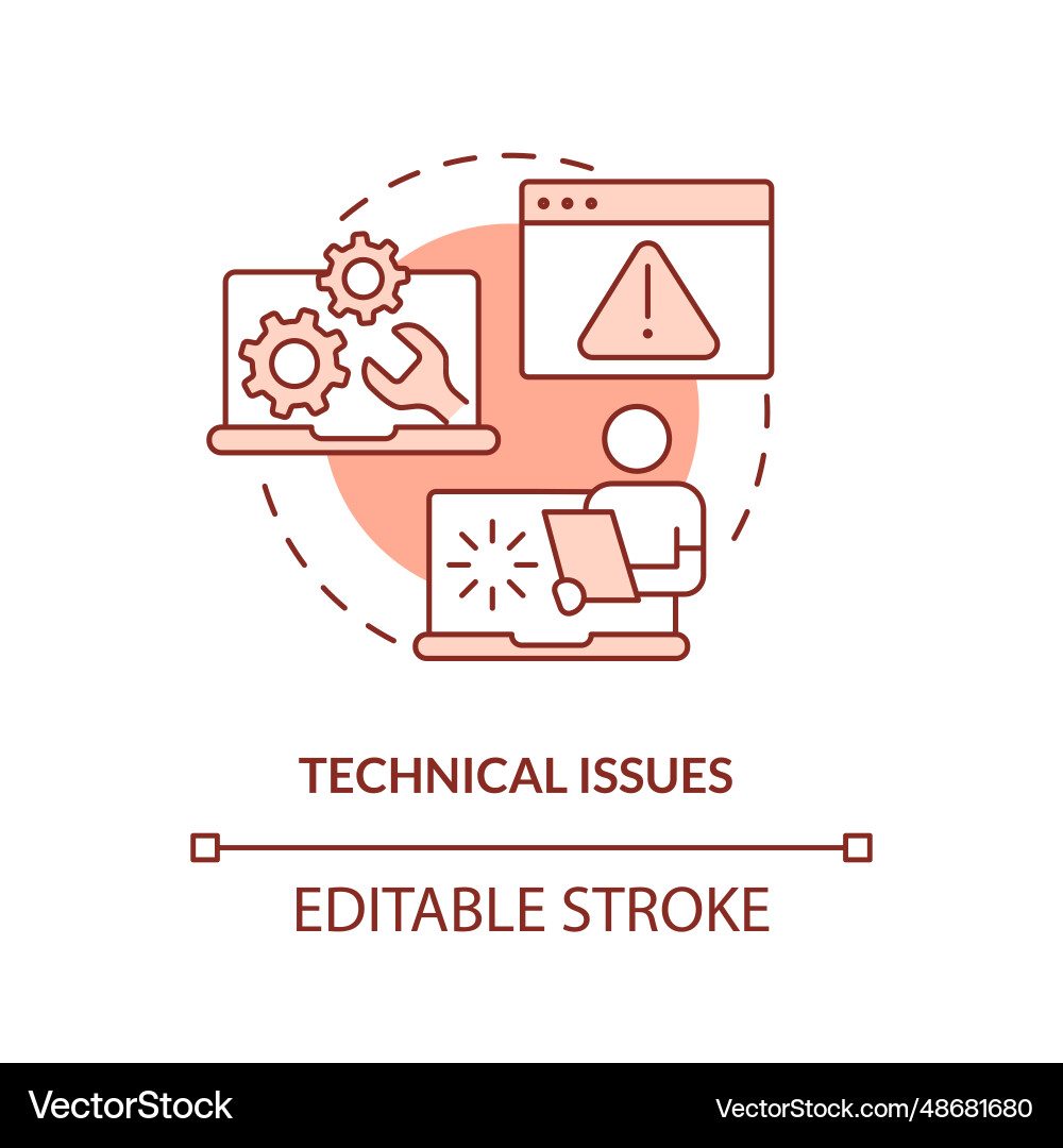 2d technical issues linear icon concept 2d technical issues linear icon concept vector image