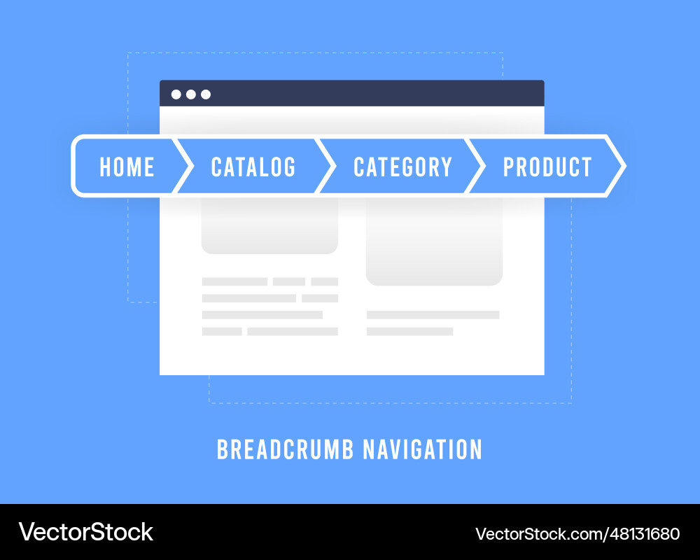 Breadcrumbs navigation improving Breadcrumbs navigation improving vector image