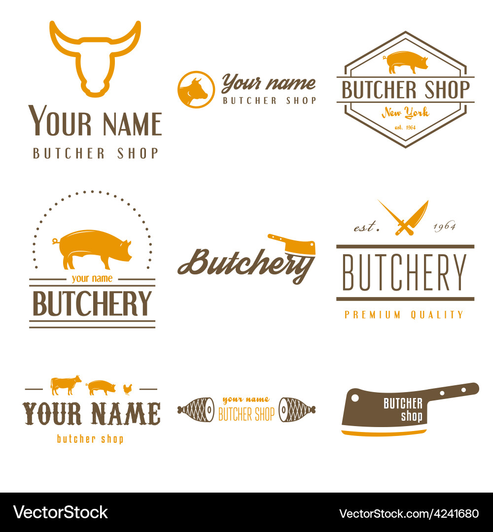 Butchery & Meat Shop Labels & Logos Vector Image