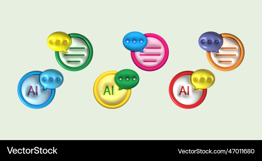 Chat symbol icon talking to ai robot 3d vector image