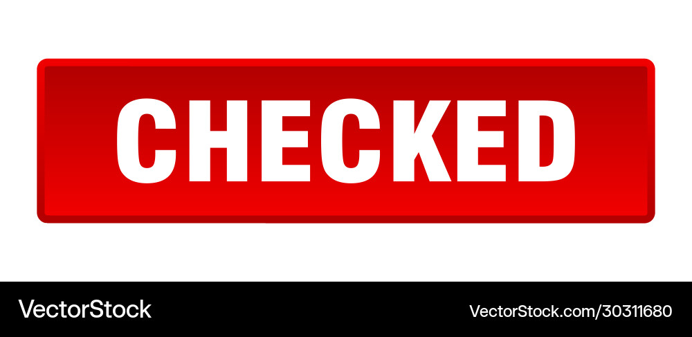 Checked button square red push vector image
