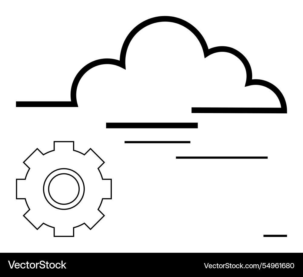 Cloud computing with gear symbolizing technology Cloud computing with gear symbolizing technology vector image