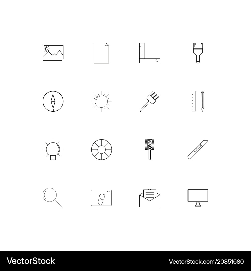 Creative process and design linear thin icons set vector image