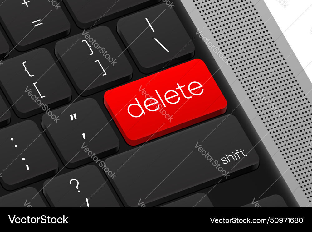 Delete button computer keyboard word on pc Delete button computer keyboard word on pc vector image