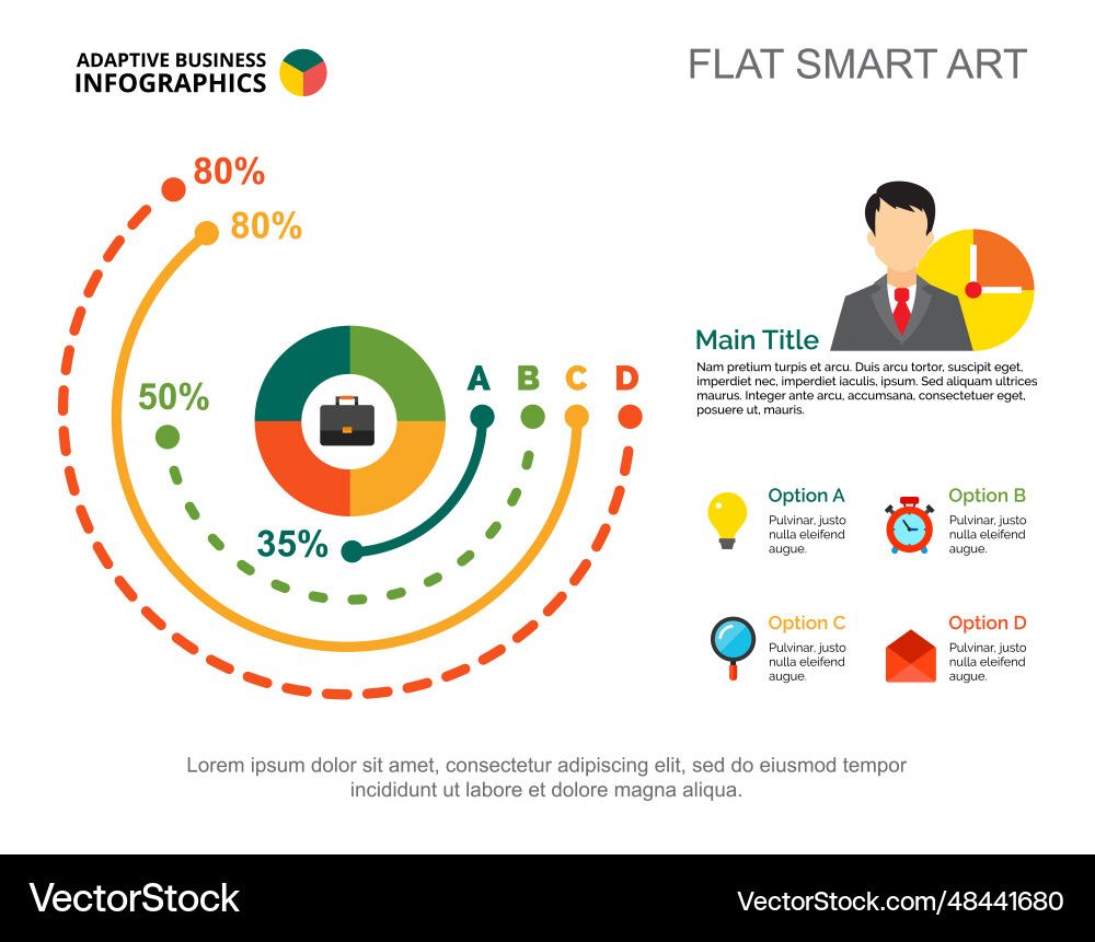 Doughnut chart with four options template Doughnut chart with four options template vector image
