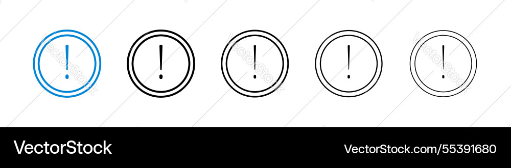 Exclamation interface icons in five different Vector Image
