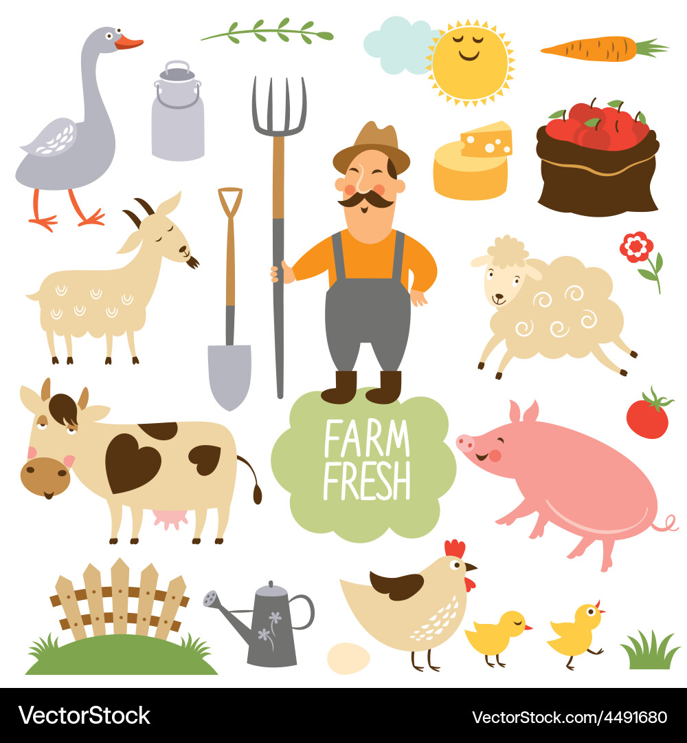 Farm Animals Collection Vector Image