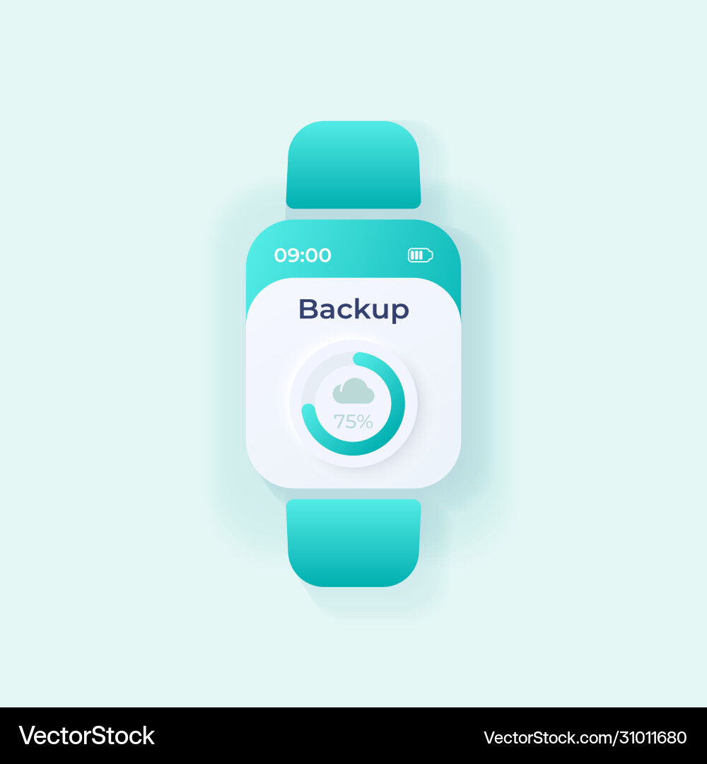 Files backup smartwatch interface template mobile Files backup smartwatch interface template mobile vector image