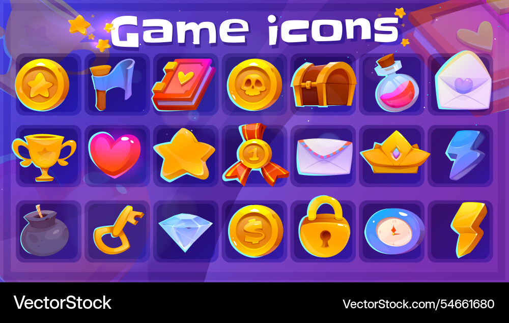 Game icons set graphical user interface elements Game icons set graphical user interface elements vector image