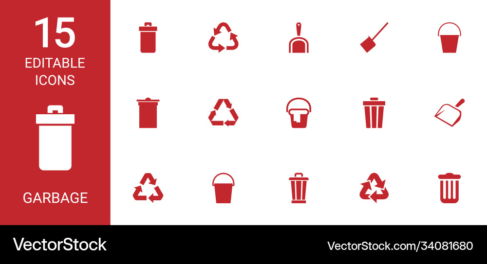 Garbage icons Garbage icons Vector Image