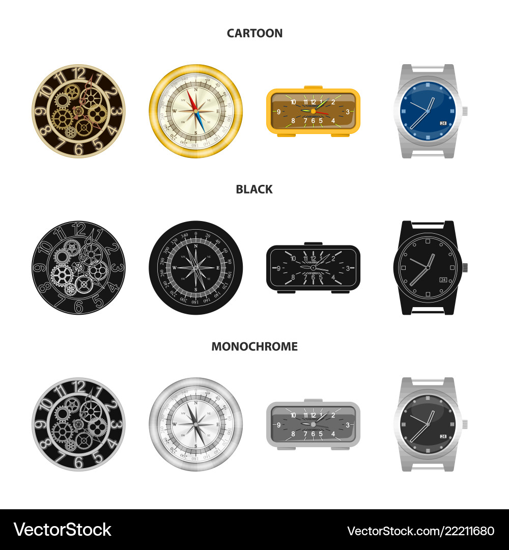 Isolated object of clock and time sign collection Isolated object of clock and time sign collection vector image