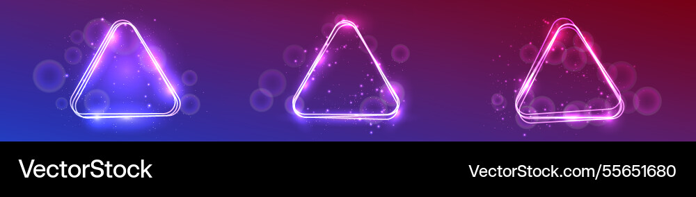 Neon rounded triangle frame with shining effects Neon rounded triangle frame with shining effects vector image