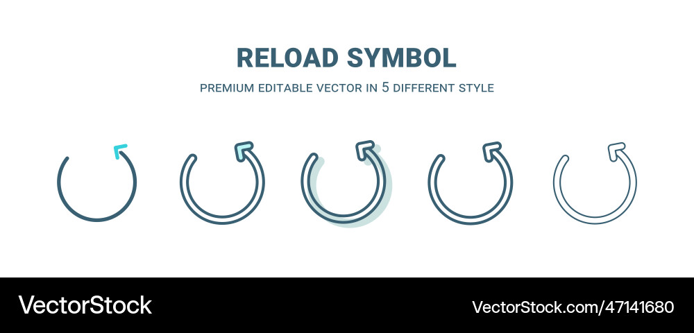 Reload symbol icon in 5 different style outline Reload symbol icon in 5 different style outline Vector Image