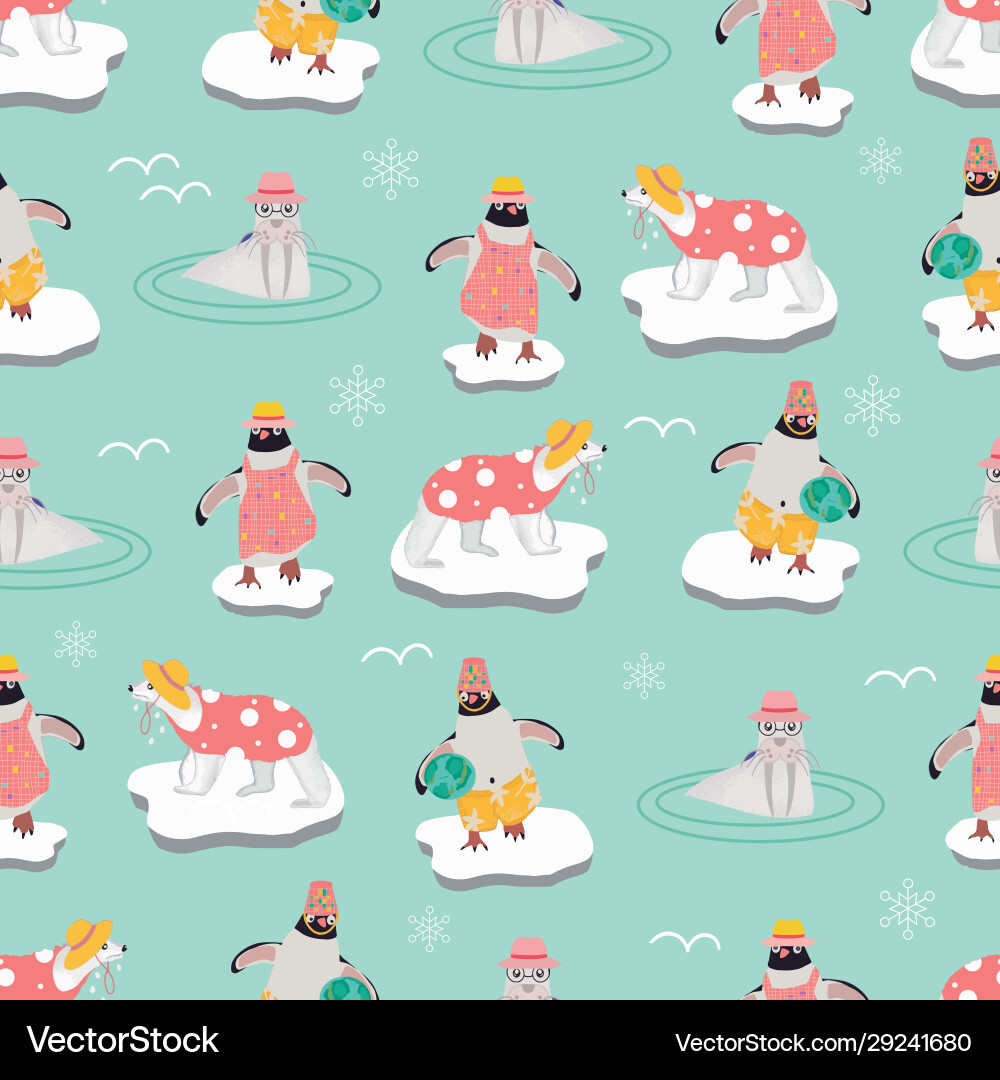 Seamless pattern background with penguins vector image