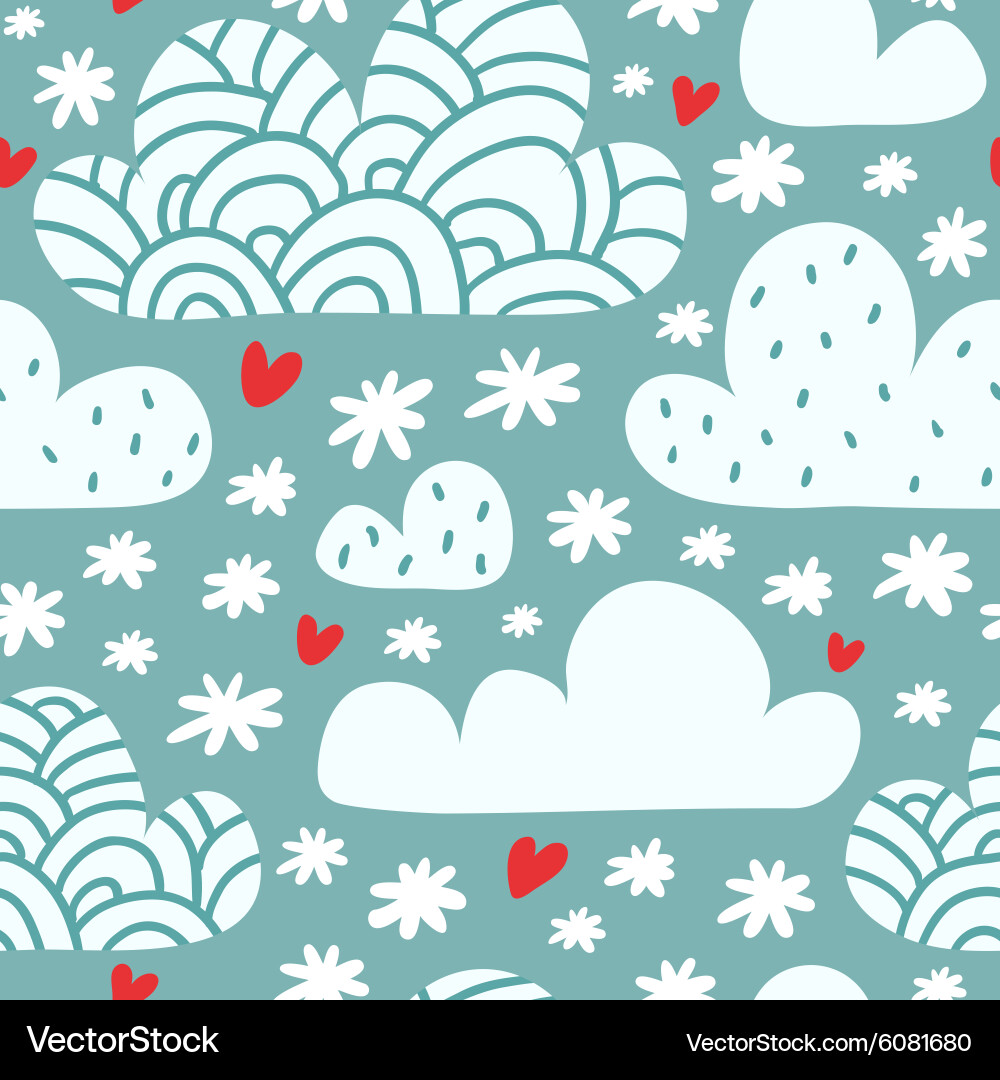 Seamless pattern with clouds and falling Vector Image