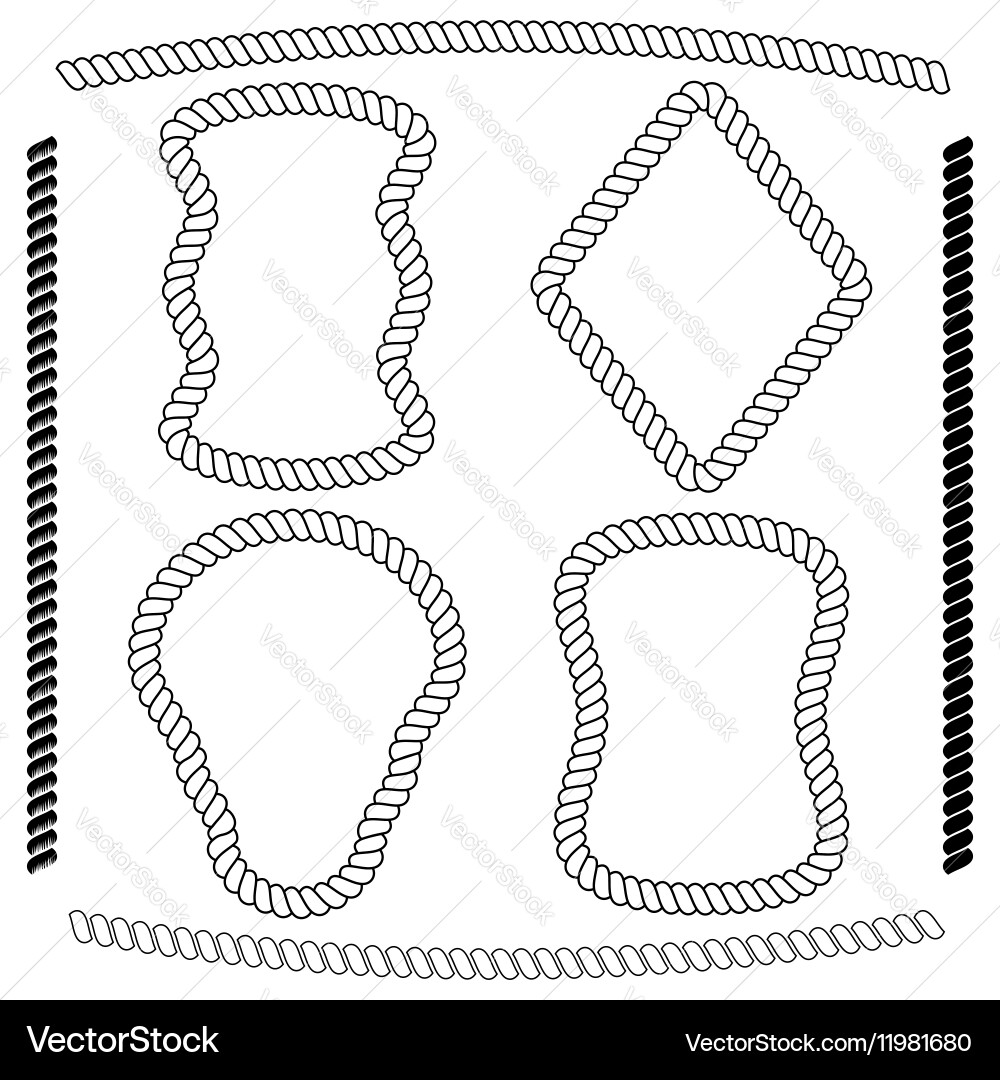 Set of rope frames rectangular shape vector image