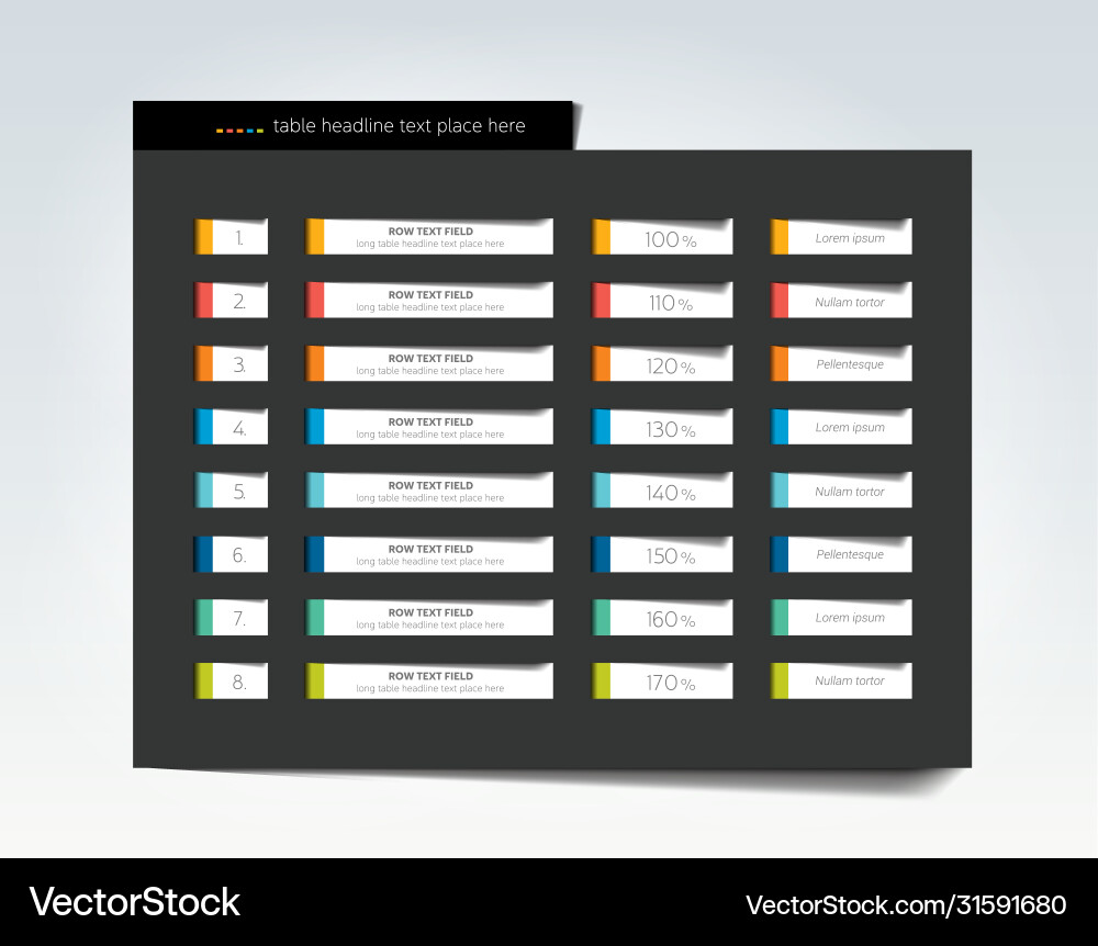 Table schedule infographic design template with 8 Table schedule infographic design template with 8 Vector Image