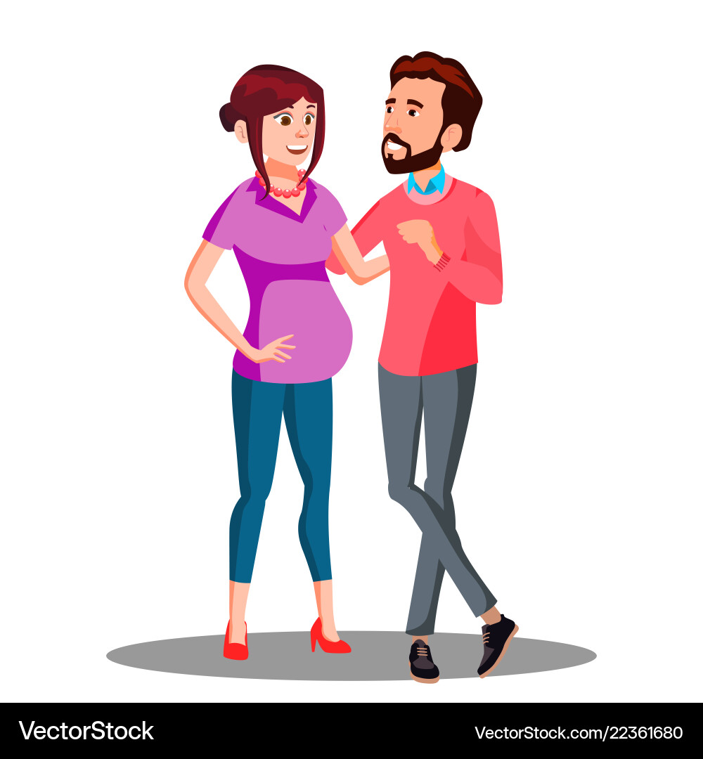 Young family couple man takes care of a pregnant Young family couple man takes care of a pregnant vector image