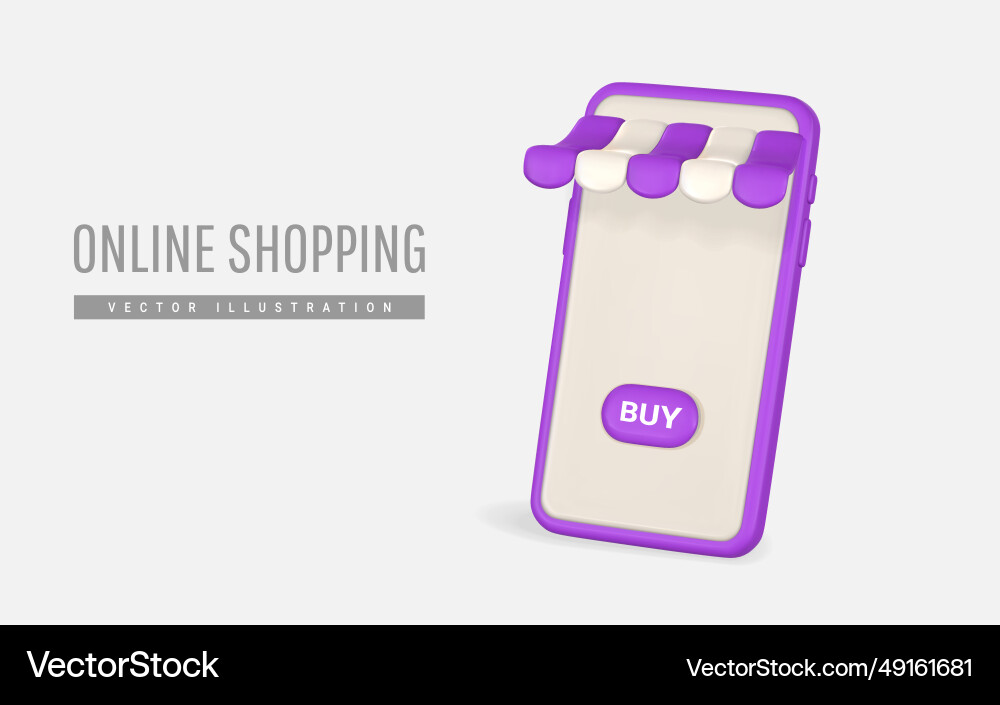 3d online shop smartphone with striped 3d online shop smartphone with striped vector image