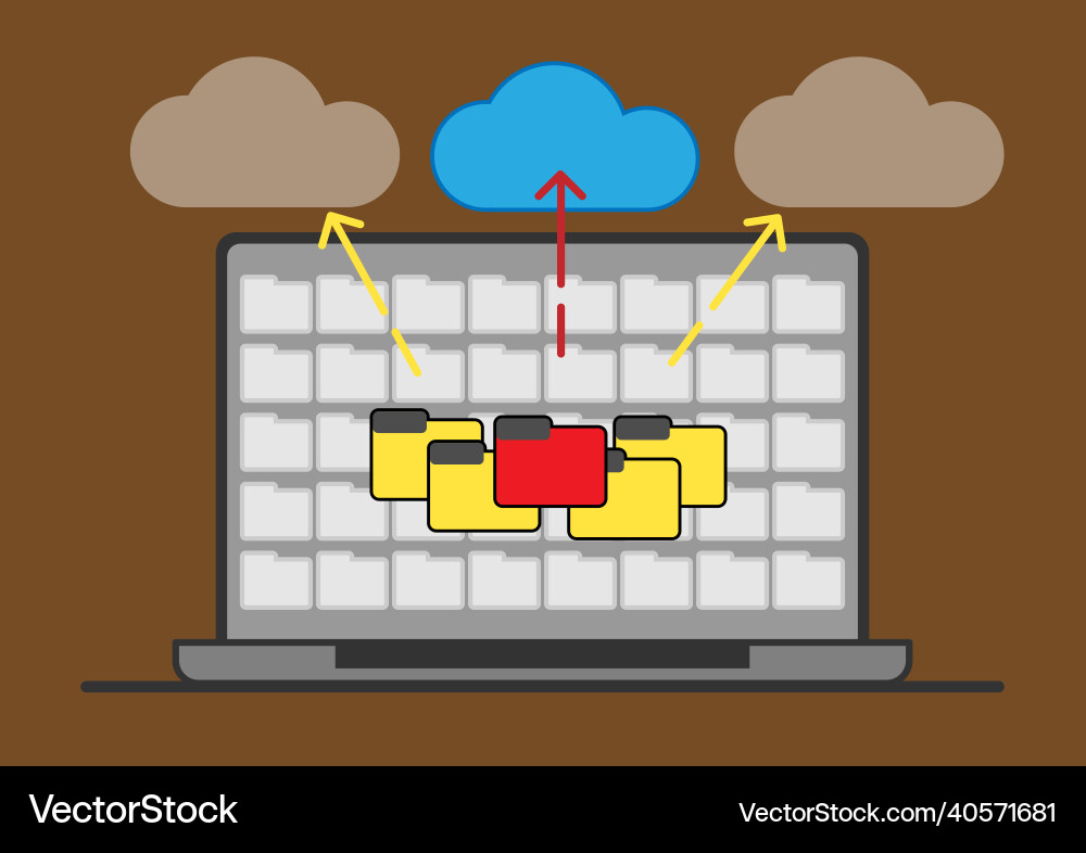 A computer and file connected to cloud server Vector Image