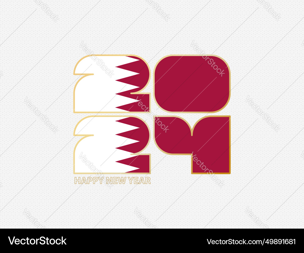 Abstract numbers 2024 with flag of qatar Vector Image