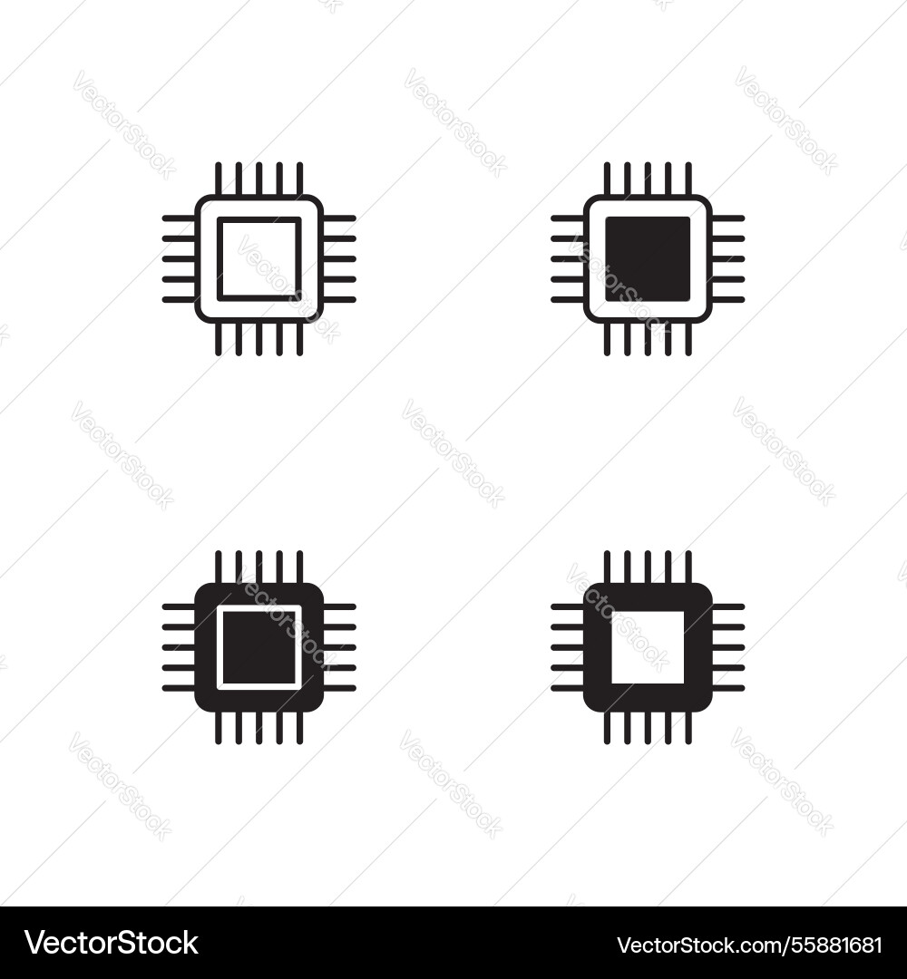 Chip icon set processor Vector Image