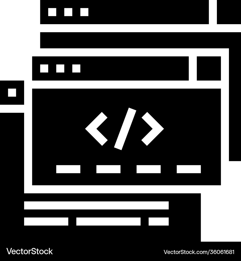 Code windows glyph icon Vector Image