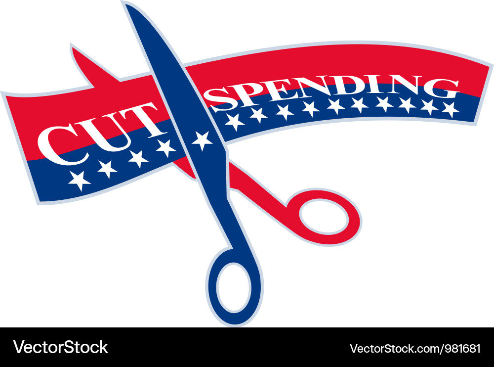 Cut spending scissors cutting bill Royalty Free Vector Image