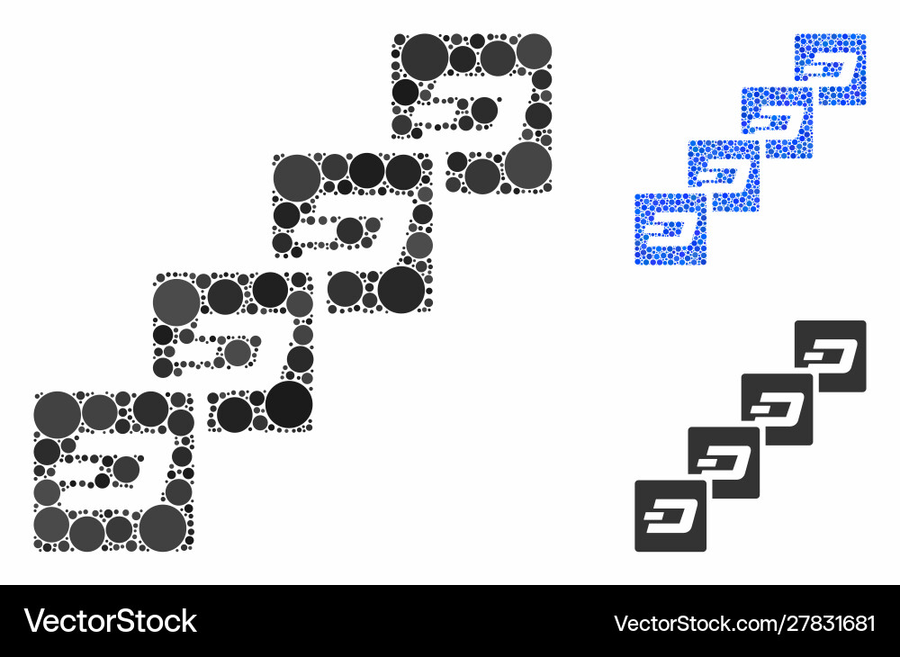 Dash block chain composition icon spheric items Dash block chain composition icon spheric items vector image