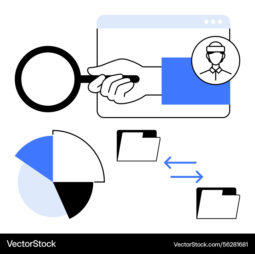 Data analysis and document sharing with user Data analysis and document sharing with user vector image