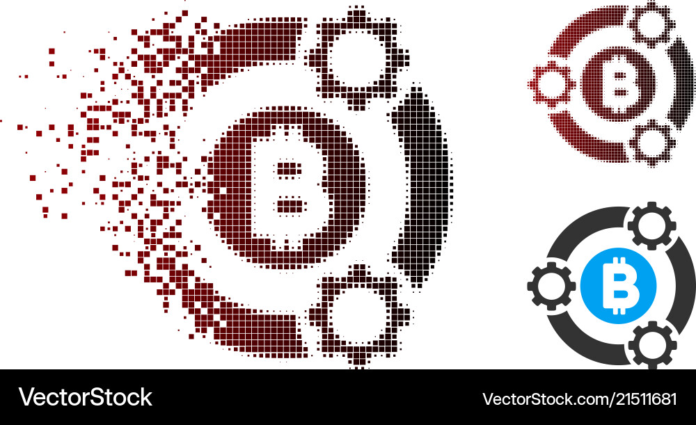 Dissolved pixel halftone bitcoin pool Vector Image