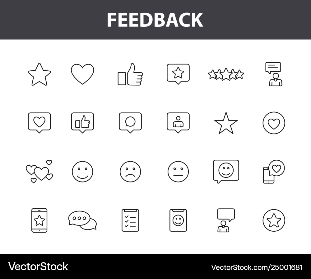 Feedback and review web icons in line style star Vector Image